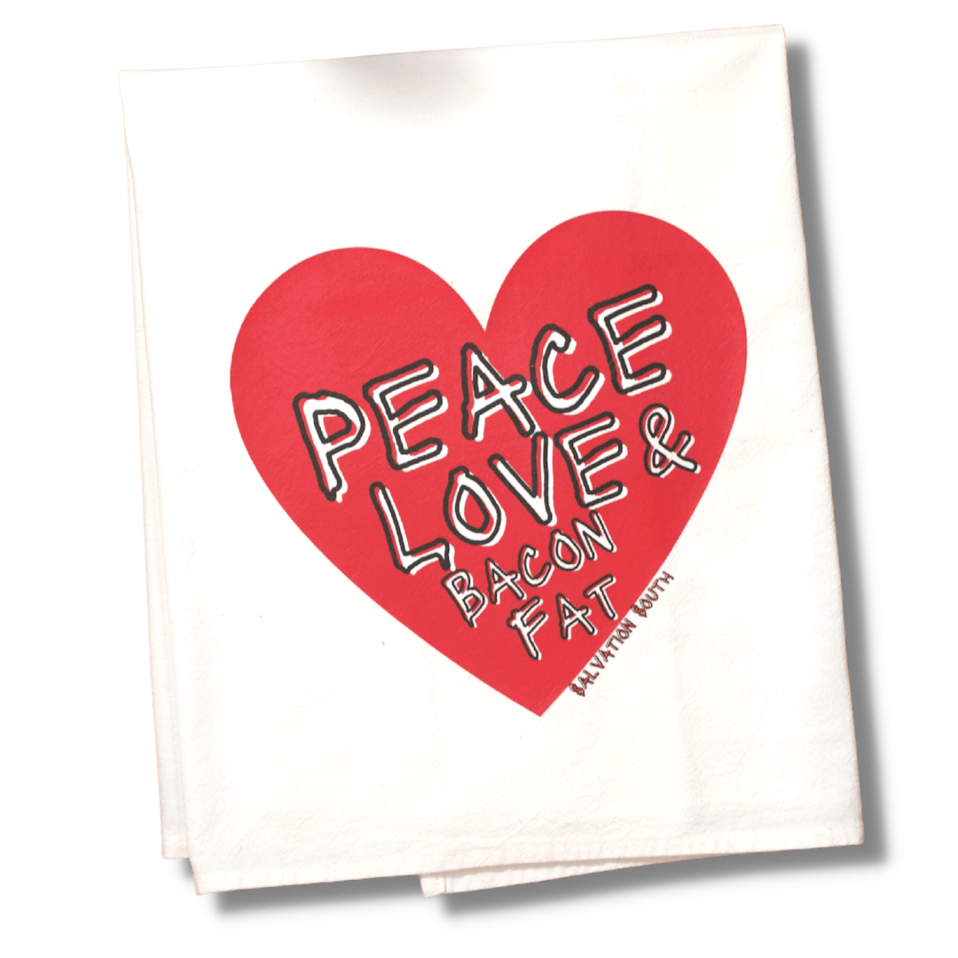 The Peace Love & Bacon Fat Tea Towel - Salvation South