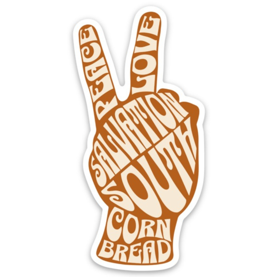 Peace, Love and Cornbread Sticker