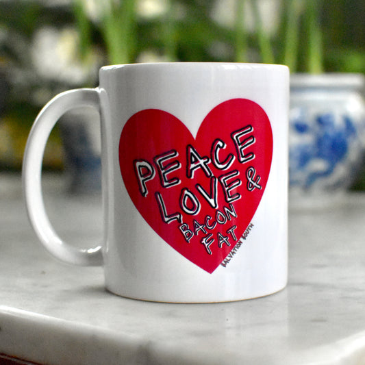 The Peace, Love and Bacon Fat Coffee Mug